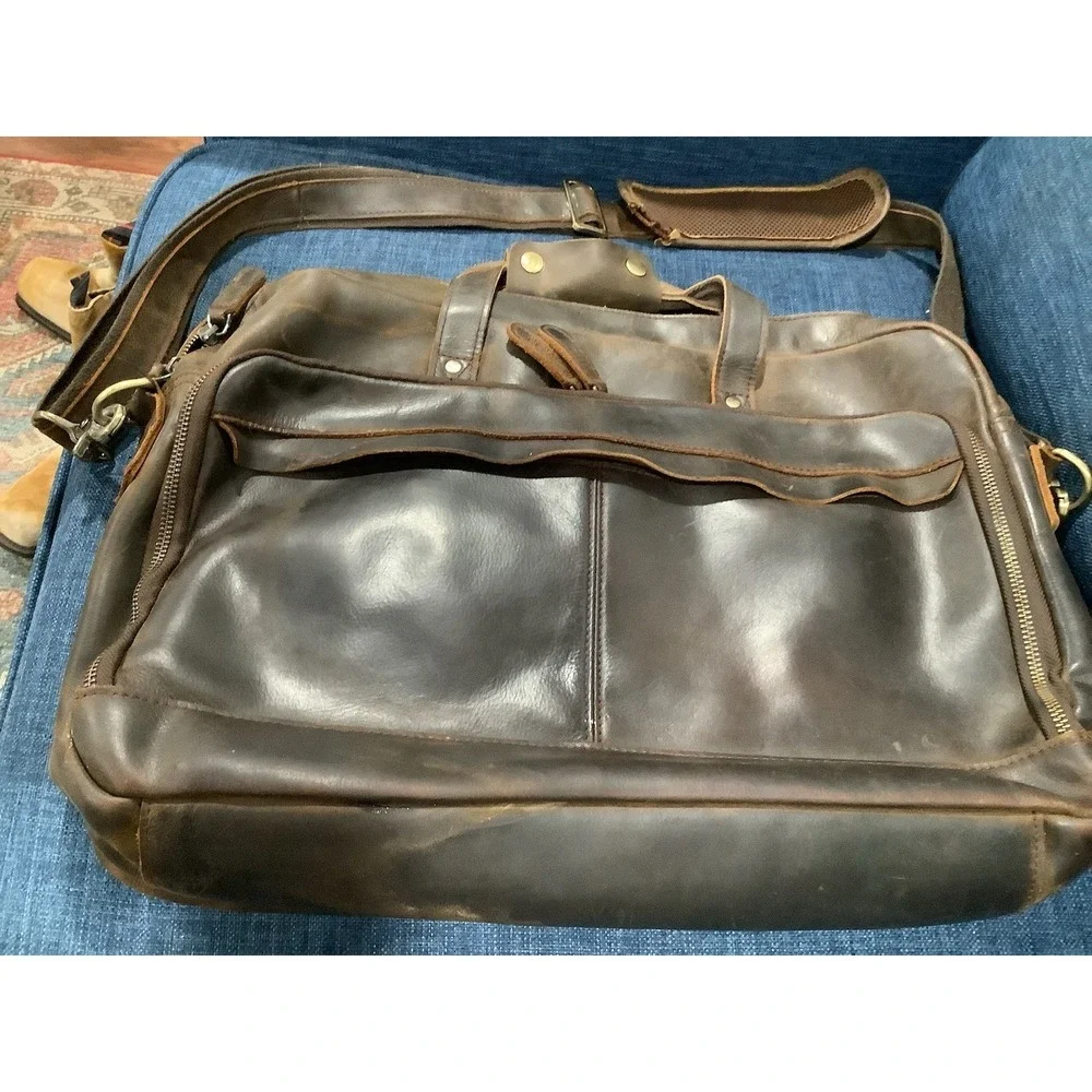 Vintage Genuine Leather Briefcase Men's  Laptop Messenger Bag